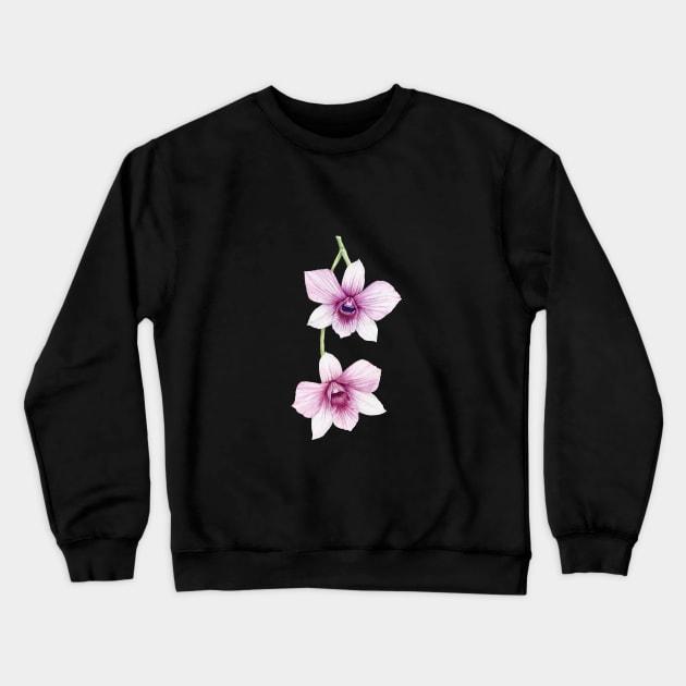 Watercolor Orchids Crewneck Sweatshirt by Anna H